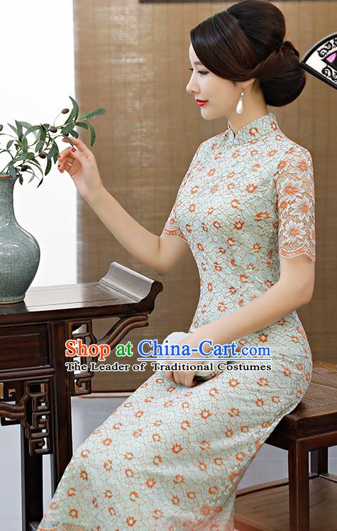 Traditional Ancient Chinese Young Women Cheongsam Dress Republic of China Tangsuit Stand Collar Blouse Dress Tang Suit Clothing
