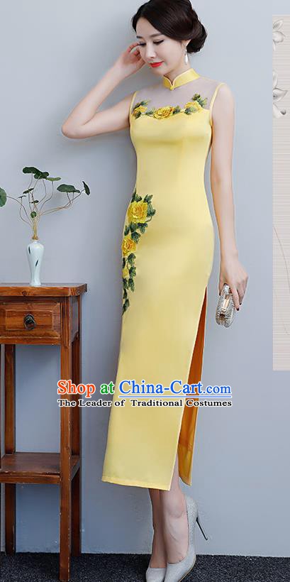 Traditional Ancient Chinese Young Women Cheongsam Dress Republic of China Tangsuit Stand Collar Blouse Dress Tang Suit Clothing