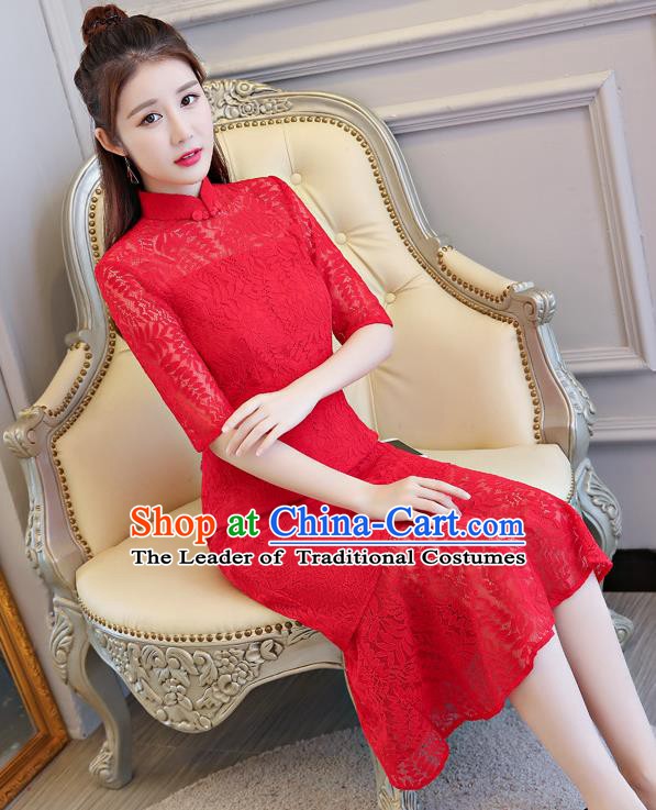 Traditional Ancient Chinese Young Women Cheongsam Dress Republic of China Tangsuit Stand Collar Blouse Dress Tang Suit Clothing
