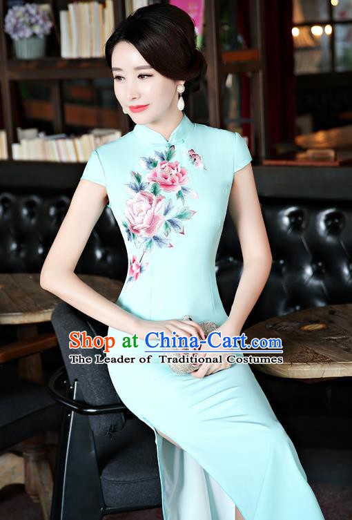 Traditional Ancient Chinese Young Women Cheongsam Dress Republic of China Tangsuit Stand Collar Blouse Dress Tang Suit Clothing