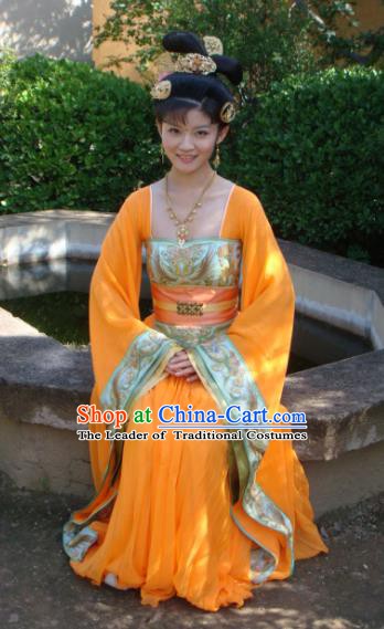 Chinese Ancient Tang Dynasty Princess Yuzhen Hanfu Dress Embroidered Replica Costume for Women