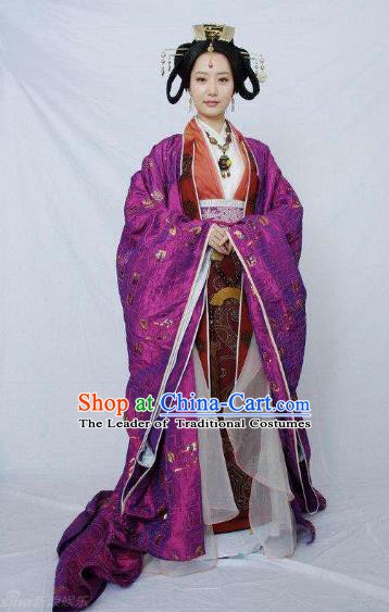 Traditional Chinese Ancient Qin Dynasty Imperial Consort Embroidered Replica Costume for Women