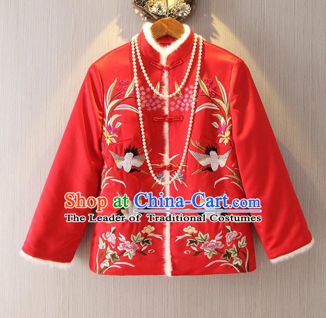Women's Chinese Style Cotton Padded Coats Embroidered Tang Suit Jackets for  Early Winter