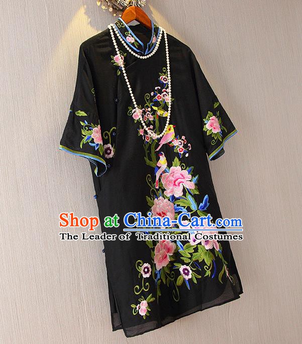 Traditional Ancient Chinese Young Women Cheongsam Dress Republic of China Tangsuit Stand Collar Blouse Dress Tang Suit Clothing