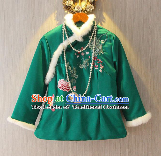 Chinese Traditional National Costume Tangsuit Embroidered Upper Outer Garment Shirts for Women