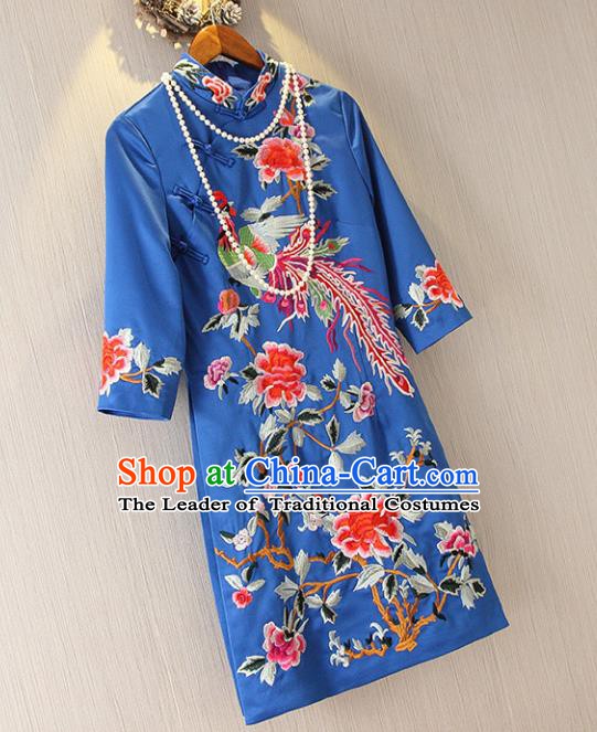 Traditional Ancient Chinese Young Women Cheongsam Dress Republic of China Tangsuit Stand Collar Blouse Dress Tang Suit Clothing