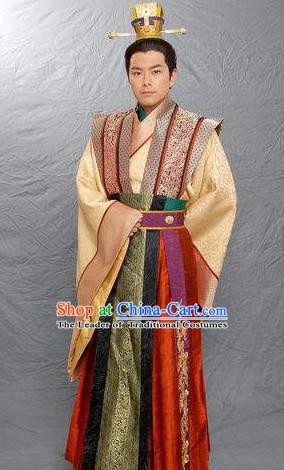 Chinese Ancient Emperor Wuzong of Tang Dynasty Li Chan Replica Costume for Men