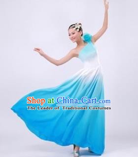 Top Grade Stage Performance Costume, Professional Chorus Blue Dress for Women