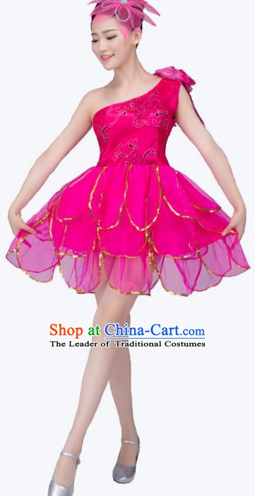 Top Grade Modern Dance Costume, Chorus Singing Group Dance Rosy Dress for Women
