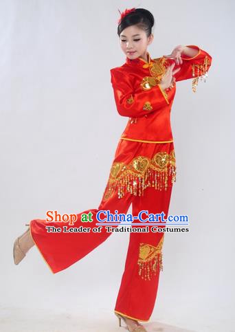 Chinese Traditional Folk Dance Costume Yangge Dance Red Uniform Yangko Clothing for Women