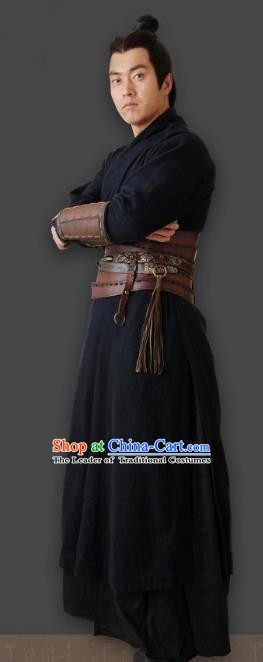 Chinese Ancient Qin Dynasty Swordsman General Pang Replica Costume for Men