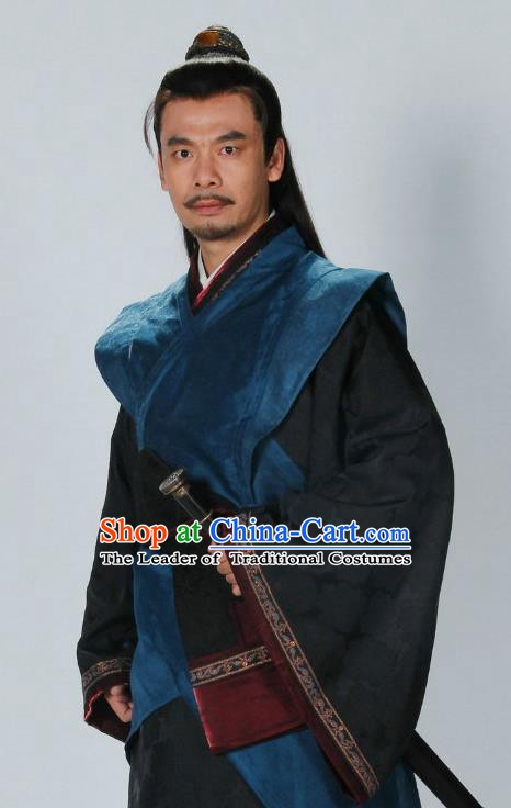 Traditional Chinese Ancient Warring States Period Qin State Prince Chu Liji Replica Costume for Men