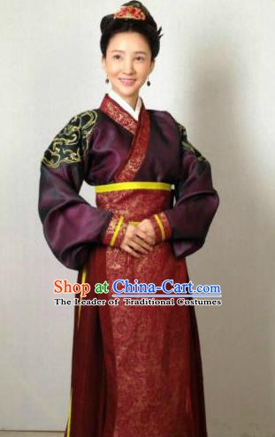 Traditional Chinese Ancient Qin Kingdom Court Maid Embroidered Replica Costume for Women