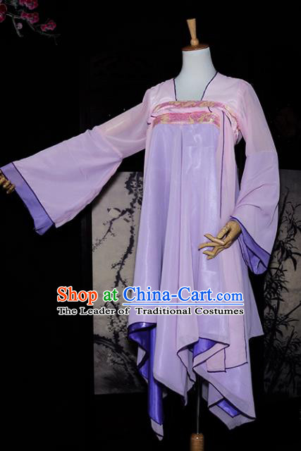 Chinese Ancient Young Lady Costume Cosplay Swordswoman Lilac Dress Hanfu Clothing for Women