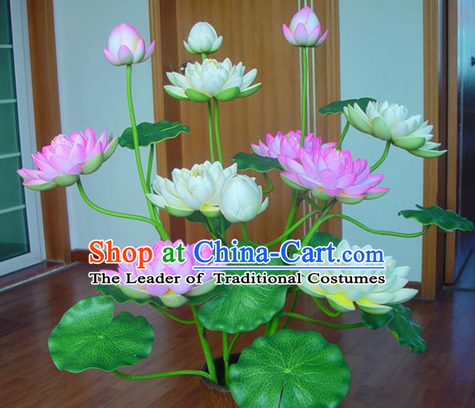 Traditional Handmade Chinese Lotus Flowers Lanterns Electric Lamps Buddhism Desk Lamp