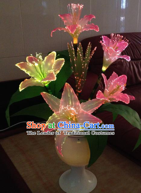 Traditional Handmade Chinese Lily Flowers Electric LED Lights Lamps Lamp Decoration