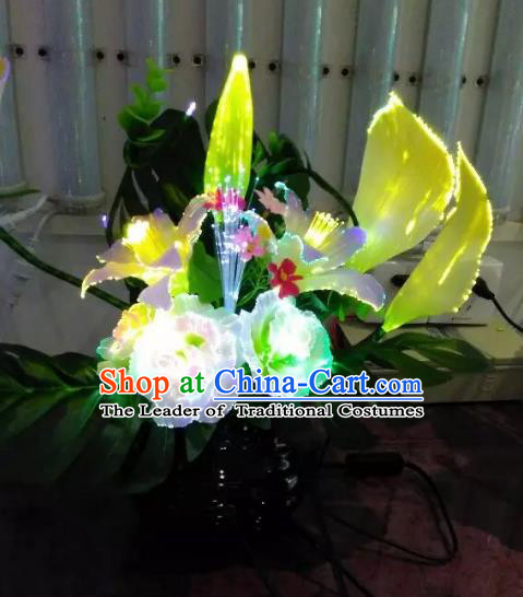 Traditional Handmade Chinese Common Callalily Lanterns Electric LED Lights Lamps Desk Lamp Decoration