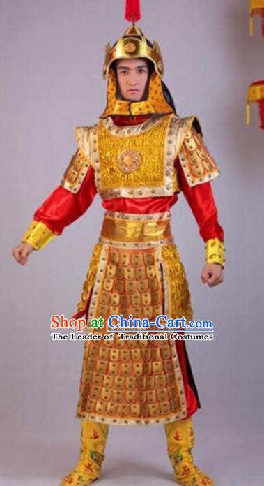 Traditional Chinese Ancient General Costume, China Qing Dynasty Warrior Helmet and Armour for Men