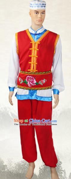 Traditional Chinese Baoan National Minority Costumes, China Ethnic Minority Embroidery Clothing for Men