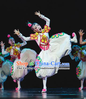 Traditional Chinese New Year Folk Dance Dress Costume, Children Classical Dance Yangge Clothing for Kids