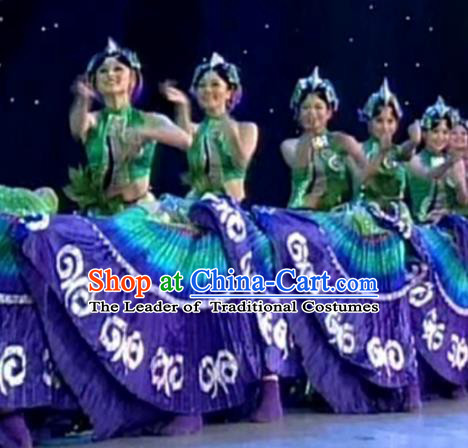 Chinese Traditional Folk Dance Stage Performance Costume, China Classical Dance Yi Ethnic Minority Clothing for Women