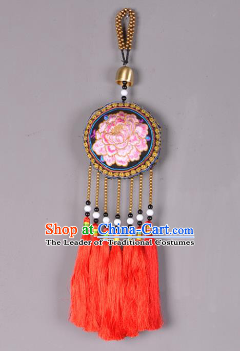 Chinese Traditional Embroidery Accessories Handmade Embroidered Bells Pendant for Women