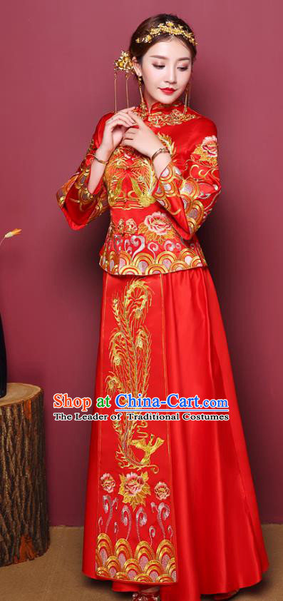 Traditional Chinese Wedding Costumes Traditional Xiuhe Suits Ancient Chinese bridal Full Dress