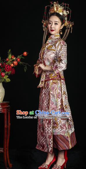 Traditional Chinese Wedding Costumes Traditional Xiuhe Suits Ancient Chinese bridal Full Dress