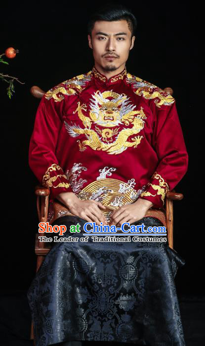 Chinese Traditional Embroidery Wedding Costume China Ancient Bridegroom Embroidered Tang Suit for Men