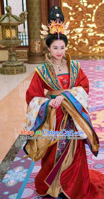 Chinese Ancient Palace Lady Hanfu Tang Dynasty Imperial Concubine Queen Embroidered Historical Costumes for Women