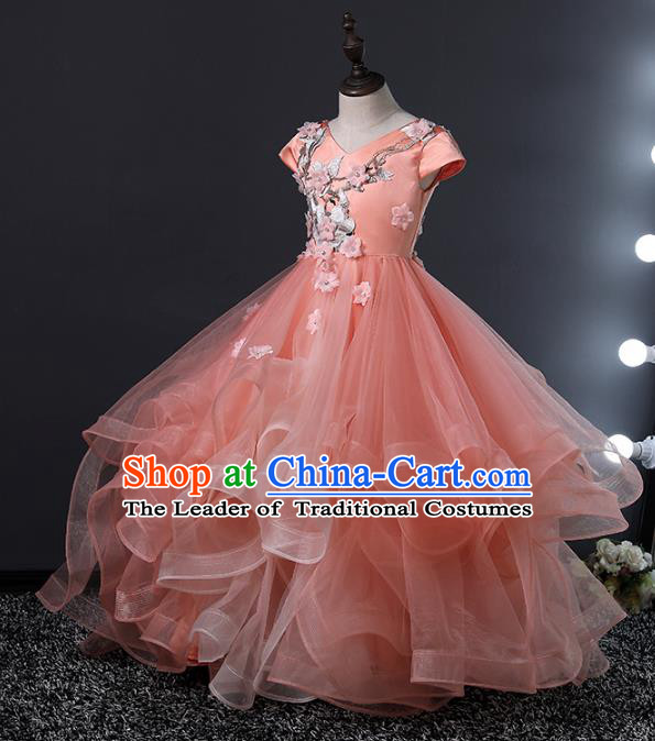 Top Grade Compere Costumes Children Bubble Dress Princess Dress Modern Fancywork Full Dress for Kids
