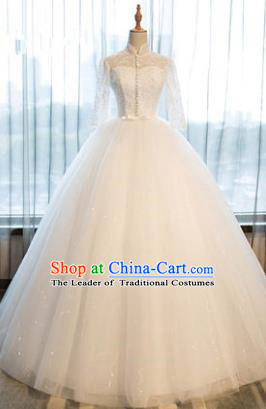 Top Grade Advanced Customization White Veil Bubble Dress Wedding Dress Compere Bridal Full Dress for Women