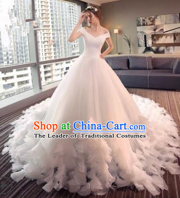 Top Grade Advanced Customization Mullet Dress Flat Shouders Wedding Dress Compere Bridal Full Dress for Women