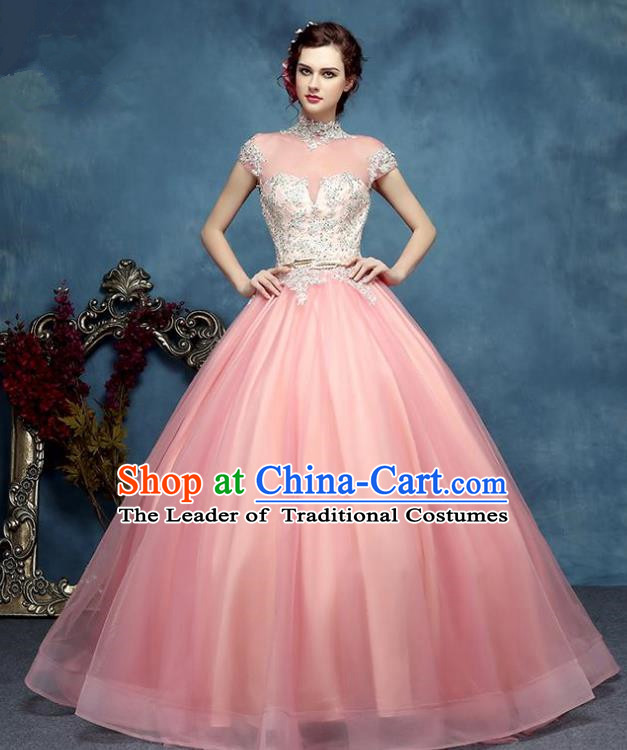 Top Grade Advanced Customization Pink Bubble Dress Wedding Dress Compere Bridal Full Dress for Women