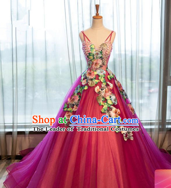 Top Grade Advanced Customization Rosy Veil Mullet Dress Wedding Dress Compere Bridal Full Dress for Women