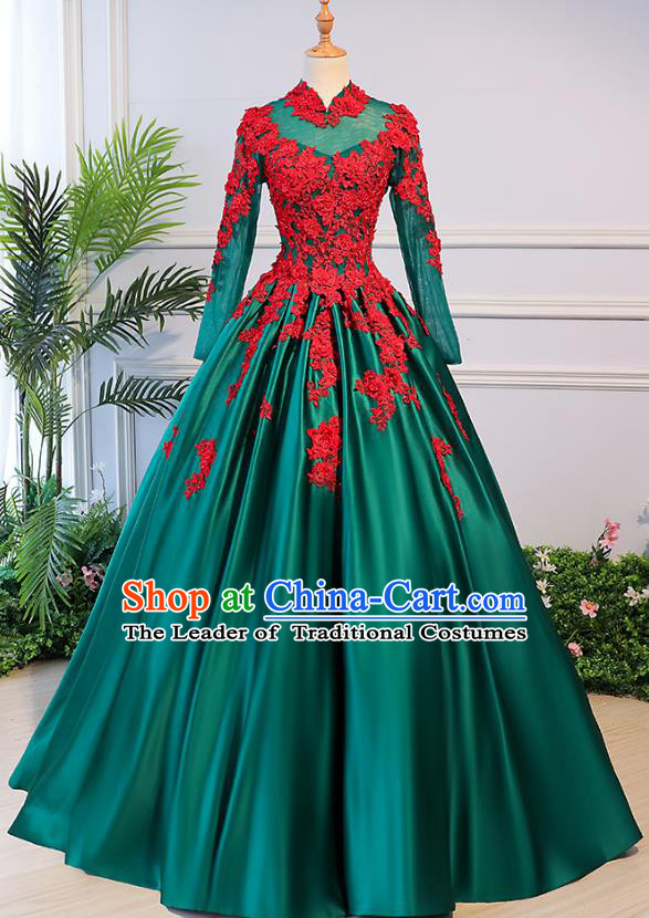 Top Grade Advanced Customization Green Evening Dress Wedding Dress Compere Bridal Full Dress for Women