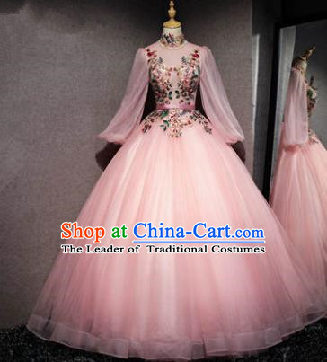 Top Grade Advanced Customization Pink Veil Bubble Dress Wedding Dress Compere Bridal Full Dress for Women