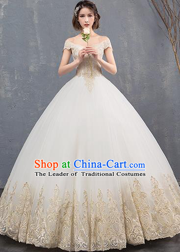Top Grade Wedding Costume Compere Evening Dress Advanced Customization Embroidered Bubble Dress Bridal Full Dress for Women
