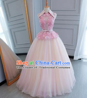 Top Grade Wedding Costume Pink Veil Evening Dress Advanced Customization Bubble Dress Compere Bridal Full Dress for Women