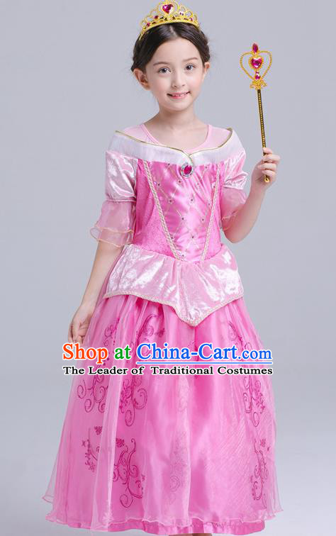 Top Grade Chorus Costumes Stage Performance Princess Pink Dress Children Modern Dance Clothing for Kids
