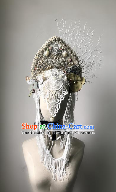 Top Grade Catwalks Hair Accessories Queen Royal Crown Exaggerated Halloween Modern Fancywork Headwear