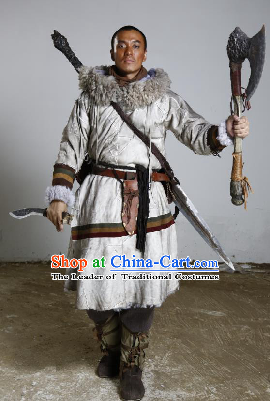Teleplay Tribes and Empires Storm of Prophecy Chinese Ancient Grassland Warrior King Costume for Men