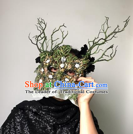 Halloween Handmade Face Mask Fancy Ball Catwalks Masks Christmas Exaggerated Feather Masks