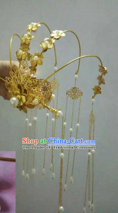 China Ancient Hair Accessories Hanfu Princess Phoenix Coronet Chinese Classical Tassel Hairpins for Women