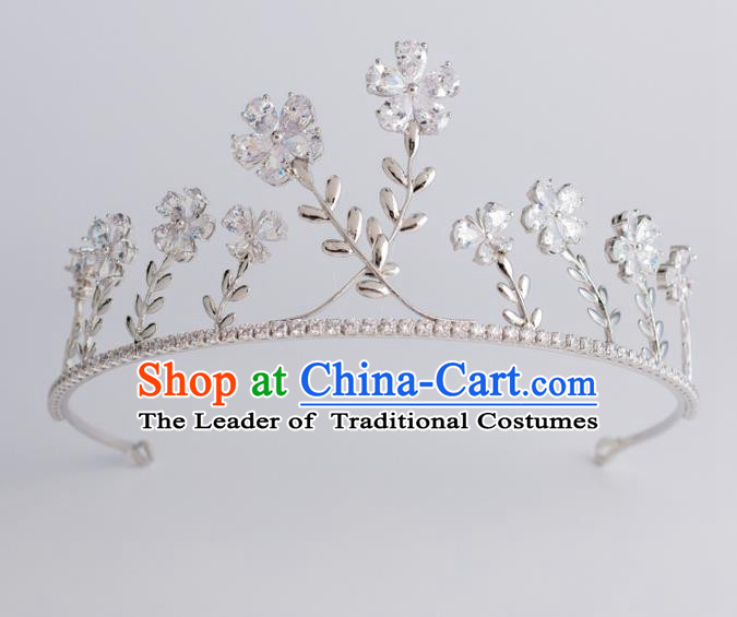 Baroque Bride Hair Accessories Classical Zircon Flowers Royal Crown Princess Imperial Crown Headwear for Women