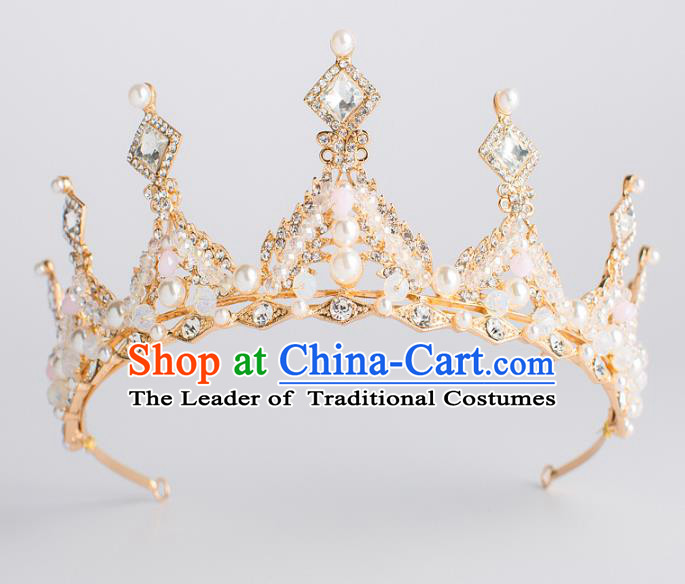 Baroque Bride Hair Accessories Classical Wedding Hair Clasp Golden Imperial Crown Headwear for Women