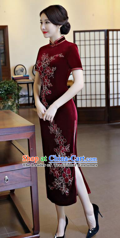 Traditional Ancient Chinese Young Women Cheongsam Dress Republic of China Tangsuit Stand Collar Blouse Dress Tang Suit Clothing