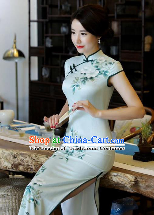 Traditional Ancient Chinese Young Women Cheongsam Dress Republic of China Tangsuit Stand Collar Blouse Dress Tang Suit Clothing