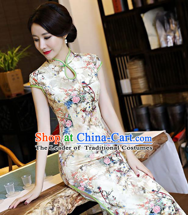Traditional Ancient Chinese Young Women Cheongsam Dress Republic of China Tangsuit Stand Collar Blouse Dress Tang Suit Clothing