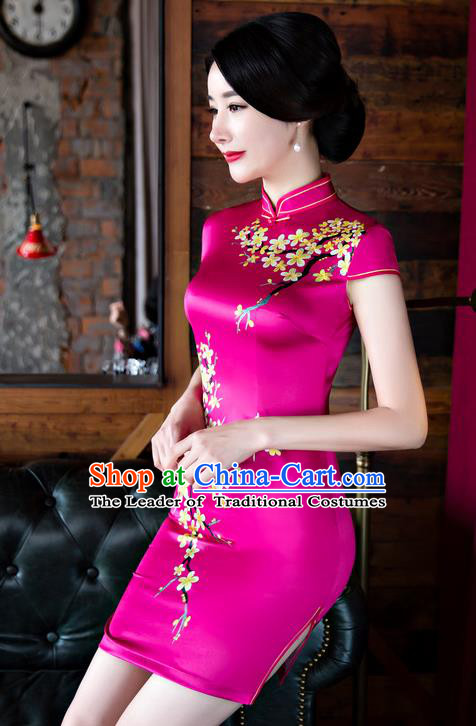 Traditional Ancient Chinese Young Women Cheongsam Dress Republic of China Tangsuit Stand Collar Blouse Dress Tang Suit Clothing